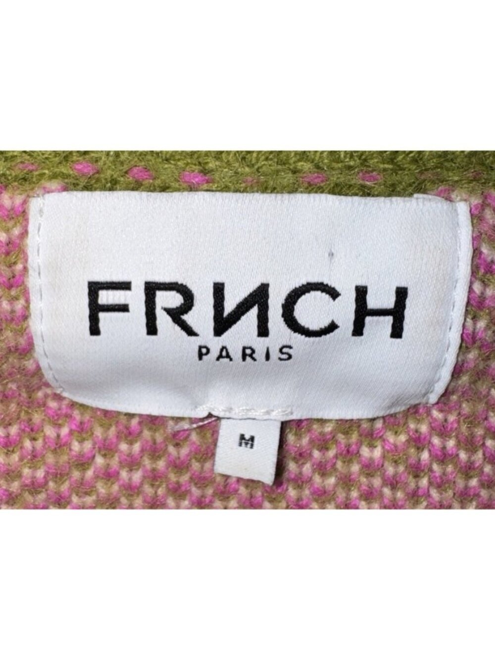 FRNCH Woman's Ulyssia Floral  Appliqué Sweater Green Pink Size Medium - Picture 3 of 7